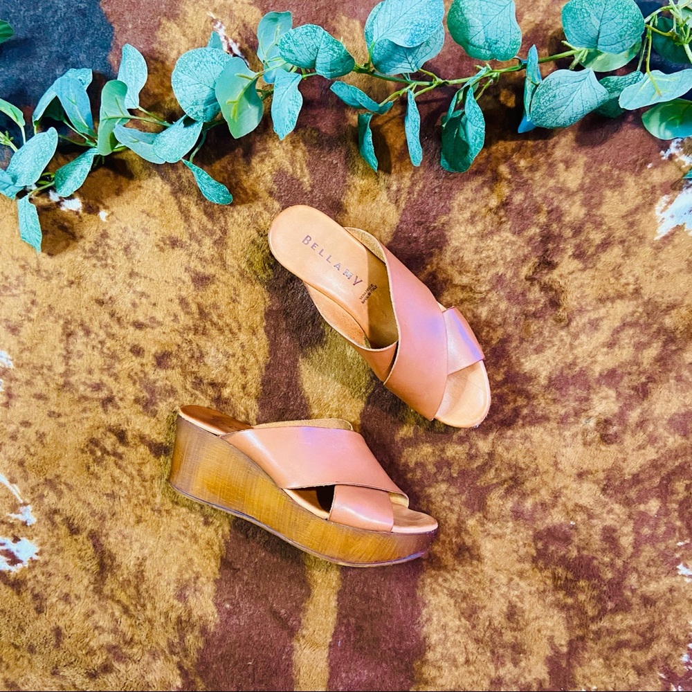 Bellamy Brown Leather Wedge Sandals